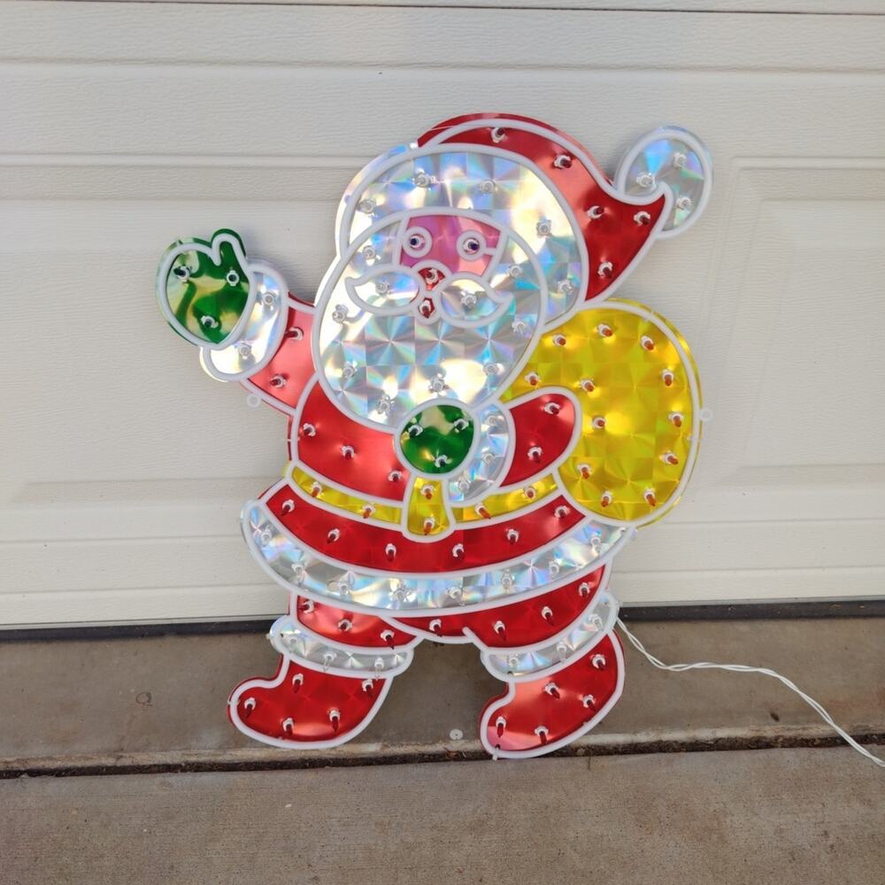 Vintage Home Accents Holographic Indoor/Outdoor Christmas Santa Light Up